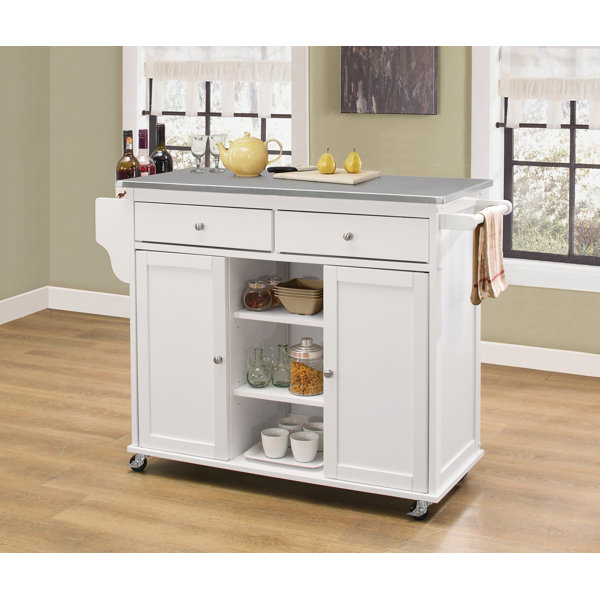 Latitude Run® 17.8'' Stainless Steel Kitchen Island and Locking Wheels ...
